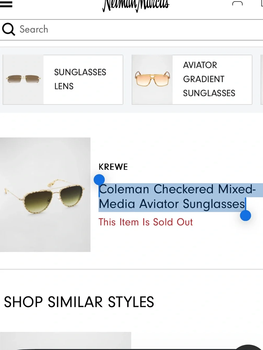 KREWE Coleman Checkered Mixed-Media Aviator Sunglasses